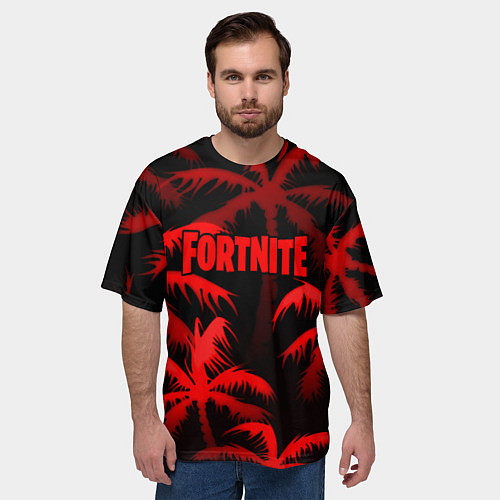 Мужская футболка оверсайз Fortnite tropic red / 3D-принт – фото 3