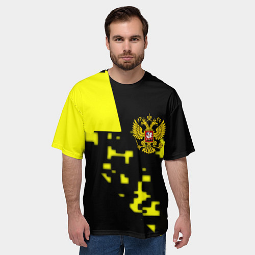 Мужская футболка оверсайз Россия имперский стиль пиксели / 3D-принт – фото 3
