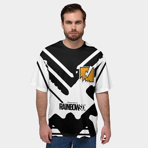 Мужская футболка оверсайз Rainbow six паттерн дигл / 3D-принт – фото 3