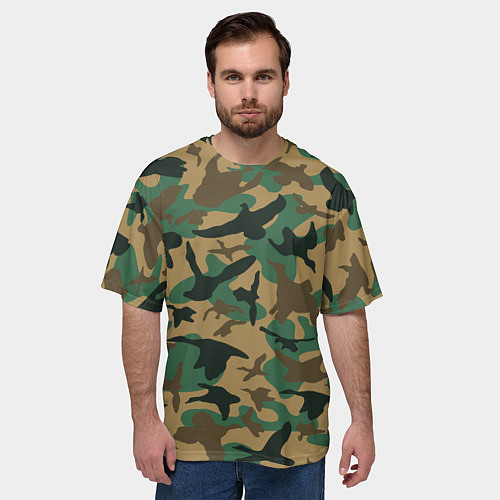 Мужская футболка оверсайз Армейский камуфляж текстура / 3D-принт – фото 3