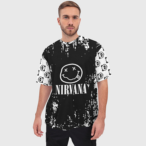 Мужская футболка оверсайз Nirvana teddy / 3D-принт – фото 3