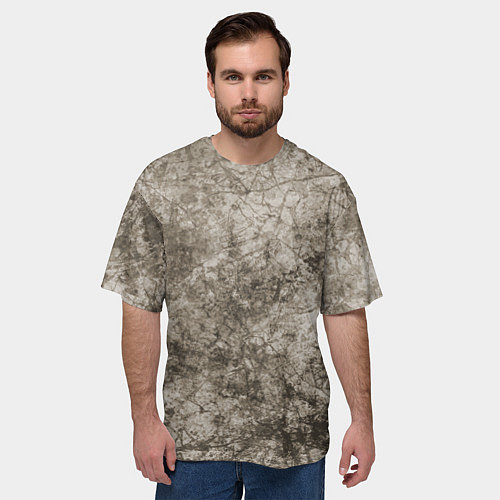 Мужская футболка оверсайз Абстракция - серый грязный гранж / 3D-принт – фото 3