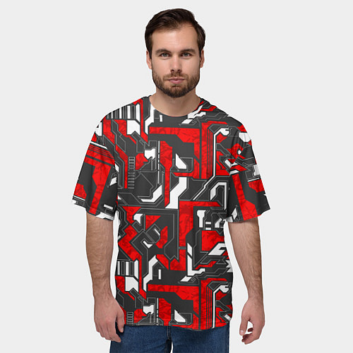 Мужская футболка оверсайз Абстракция геометрический паттерн / 3D-принт – фото 3