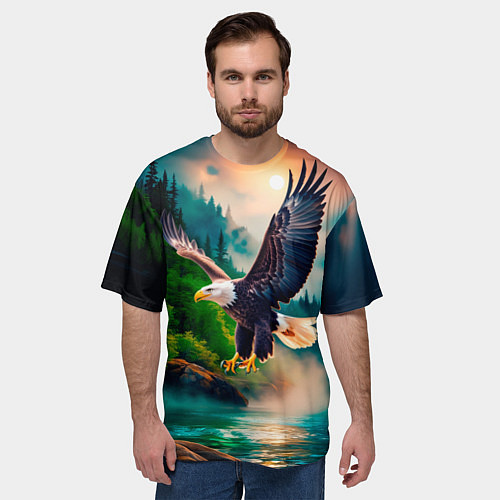 Мужская футболка оверсайз Полет орла / 3D-принт – фото 3