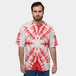 Футболка оверсайз мужская Тай-дай бело-красный, цвет: 3D-принт — фото 2