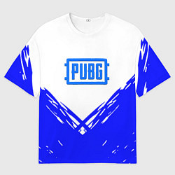 Футболка оверсайз мужская PUBG синие краски, цвет: 3D-принт