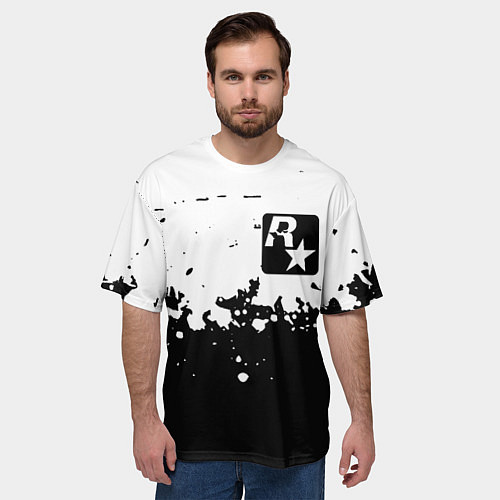 Мужская футболка оверсайз Рокстар краски / 3D-принт – фото 3