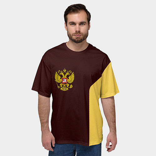 Мужская футболка оверсайз Россия ретро стиль / 3D-принт – фото 3