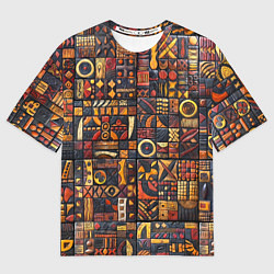 Мужская футболка оверсайз Африканский орнамент - резьба по дереву