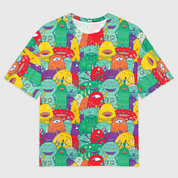 Футболка оверсайз мужская Разноцветные монстрики, цвет: 3D-принт