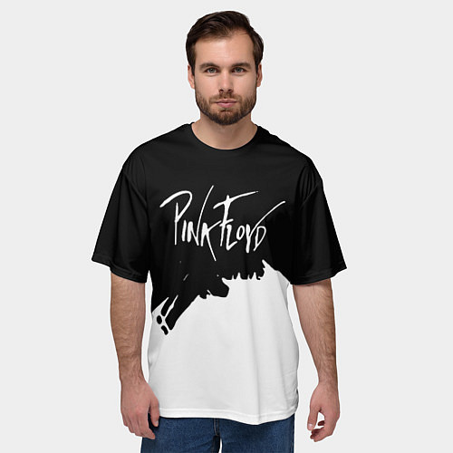 Мужская футболка оверсайз Pink Floyd белые краски / 3D-принт – фото 3