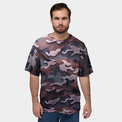 Мужская футболка оверсайз Камуфляж-грязь / 3D-принт – фото 3