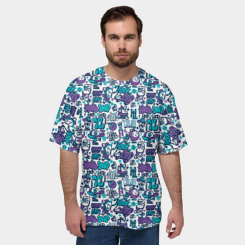 Мужская футболка оверсайз Граффити крючок и петля / 3D-принт – фото 3