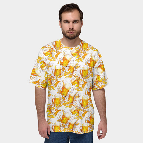 Мужская футболка оверсайз Много пива / 3D-принт – фото 3