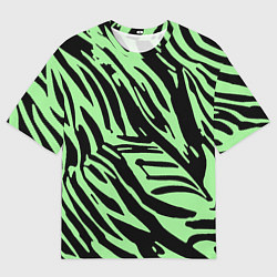 Мужская футболка оверсайз Чёрно-зелёный полосками