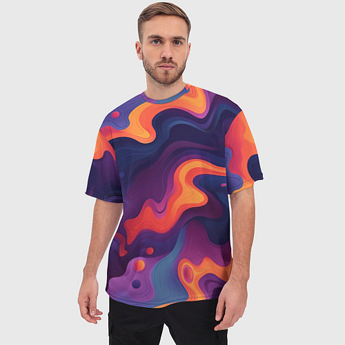 Мужская футболка оверсайз Неоновый спектр / 3D-принт – фото 3