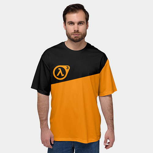 Мужская футболка оверсайз Half life orange game / 3D-принт – фото 3