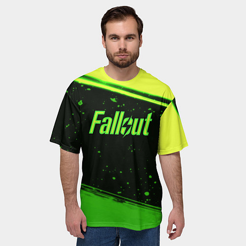 Мужская футболка оверсайз Fallout toxic line / 3D-принт – фото 3