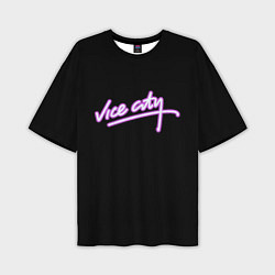 Футболка оверсайз мужская Vice city logo neon, цвет: 3D-принт