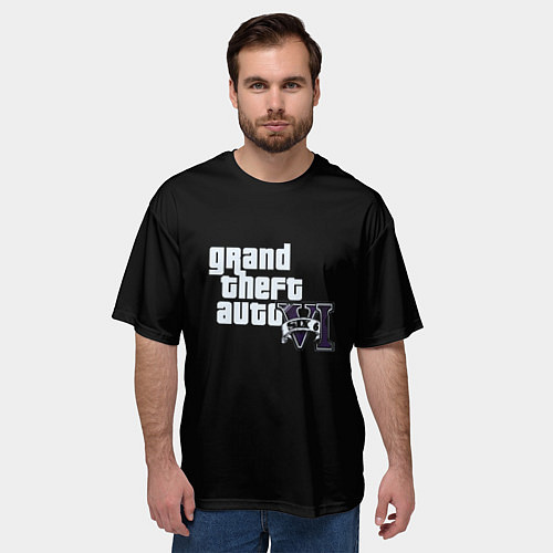 Мужская футболка оверсайз GTA 6 logo vice city / 3D-принт – фото 3