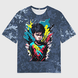 Футболка оверсайз мужская Мальчик в цветных брызгах, цвет: 3D-принт