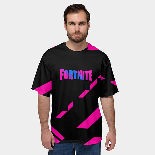 Мужская футболка оверсайз Fortnite geometry pink / 3D-принт – фото 3