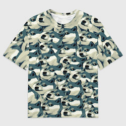 Футболка оверсайз мужская Доги мем паттерн, цвет: 3D-принт
