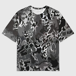 Мужская футболка оверсайз Чёрно-серый абстракция