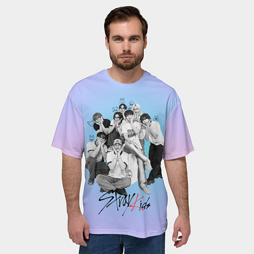 Мужская футболка оверсайз Stray Kids family photo / 3D-принт – фото 3