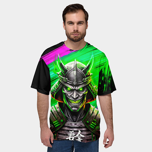 Мужская футболка оверсайз Самурай в маске черепа / 3D-принт – фото 3