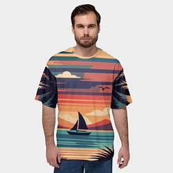 Футболка оверсайз мужская Парусник на море, цвет: 3D-принт — фото 2
