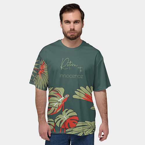 Мужская футболка оверсайз Заросли джунгли - возвращение к невинности / 3D-принт – фото 3