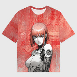 Футболка оверсайз мужская Девушка-андроид с гетерохромией, цвет: 3D-принт