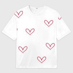 Футболка оверсайз мужская Сердца, цвет: 3D-принт
