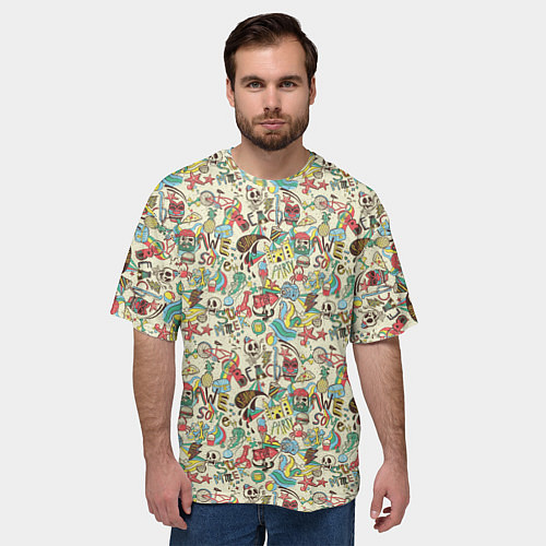 Мужская футболка оверсайз Пляжная вечеринка паттерн / 3D-принт – фото 3