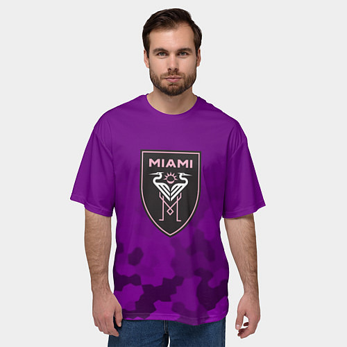 Мужская футболка оверсайз Inter Miami logo pattern / 3D-принт – фото 3
