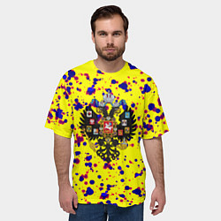 Футболка оверсайз мужская Имперская Россия герб краски, цвет: 3D-принт — фото 2