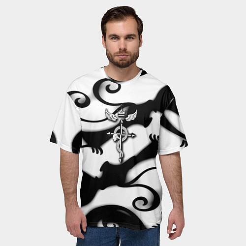 Мужская футболка оверсайз Стальной алхимик аниме / 3D-принт – фото 3