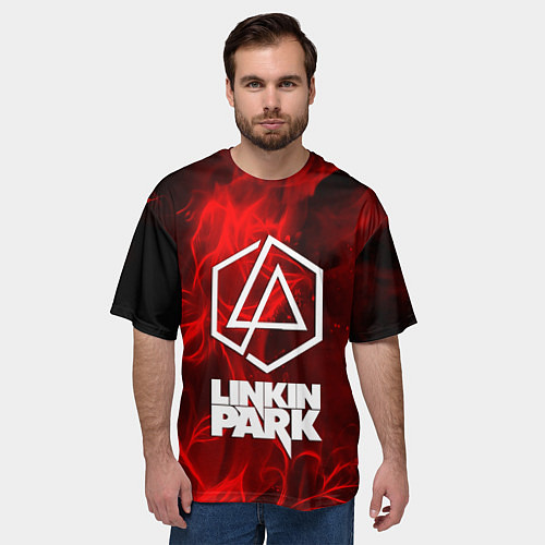 Мужская футболка оверсайз Linkin park fire flower / 3D-принт – фото 3