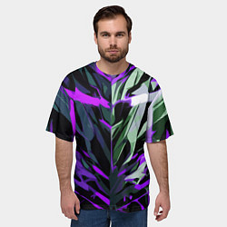Футболка оверсайз мужская Хаотичная чёрно-фиолетово абстракция, цвет: 3D-принт — фото 2