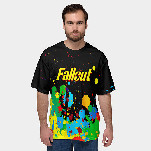 Мужская футболка оверсайз Fallout цветные краски / 3D-принт – фото 3