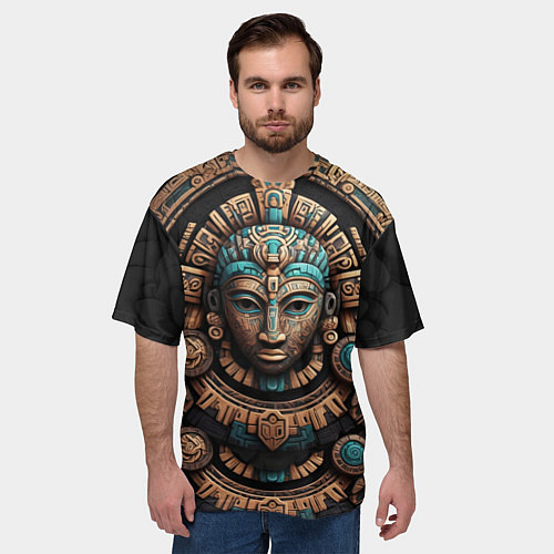 Мужская футболка оверсайз Древние узоры цивилизации индейцев Майя / 3D-принт – фото 3