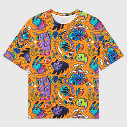 Футболка оверсайз мужская Мультяшные зверушки, цвет: 3D-принт