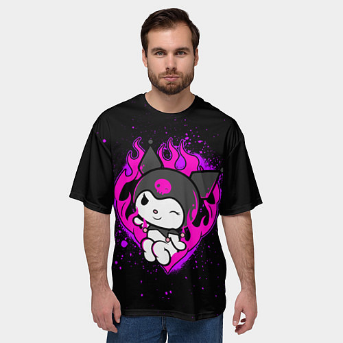 Мужская футболка оверсайз Огненное сердце Куроми / 3D-принт – фото 3