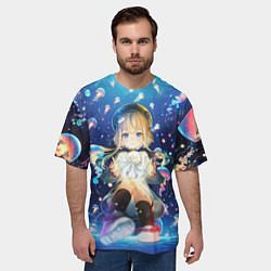 Футболка оверсайз мужская Джели - медуза не умеет плавать в ночи, цвет: 3D-принт — фото 2