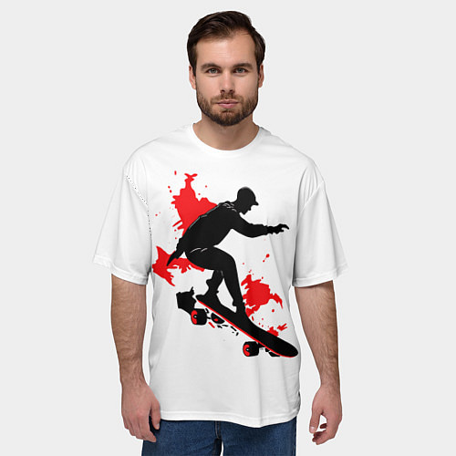 Мужская футболка оверсайз Черный скейтер / 3D-принт – фото 3