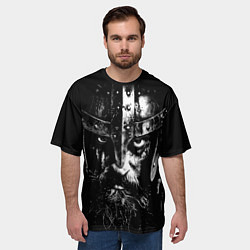 Футболка оверсайз мужская Суровый викинг в железном шлеме, цвет: 3D-принт — фото 2