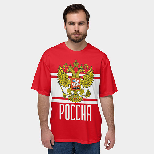 Мужская футболка оверсайз Герб Российской Федерации / 3D-принт – фото 3