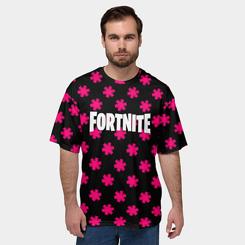 Мужская футболка оверсайз Fortnite snowflake pattern / 3D-принт – фото 3