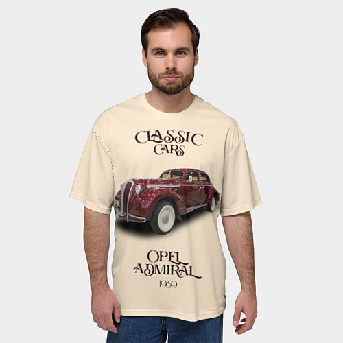 Мужская футболка оверсайз Классические автомобиль 1939 года Opel Admiral / 3D-принт – фото 3